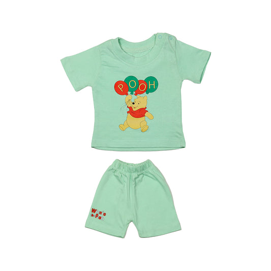 Adorable Winnie the Pooh Baby Outfit - GREEN (POOH CHEST PRINT)