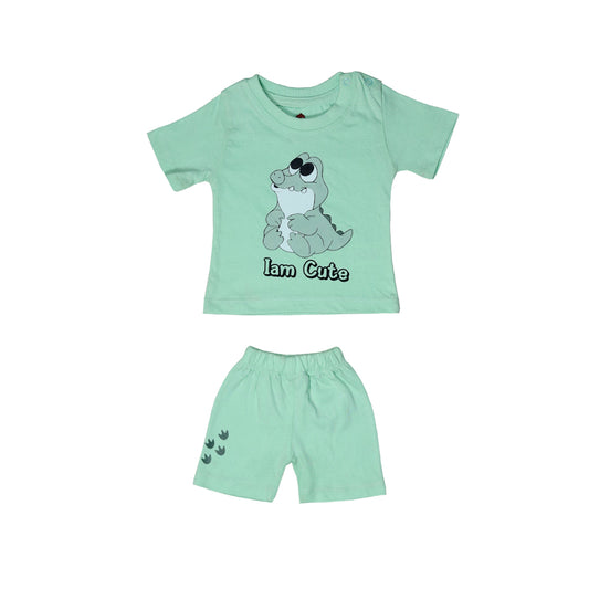 Adorable Baby Croc Two-Piece Set - GREEN (DINO CHEST PRINT)