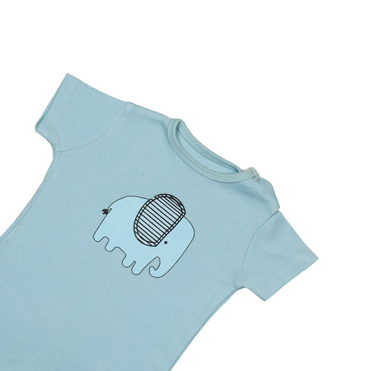 Adorable Baby Blue Romper – MINT BLUE (BABY ELEPHANT PRINT)