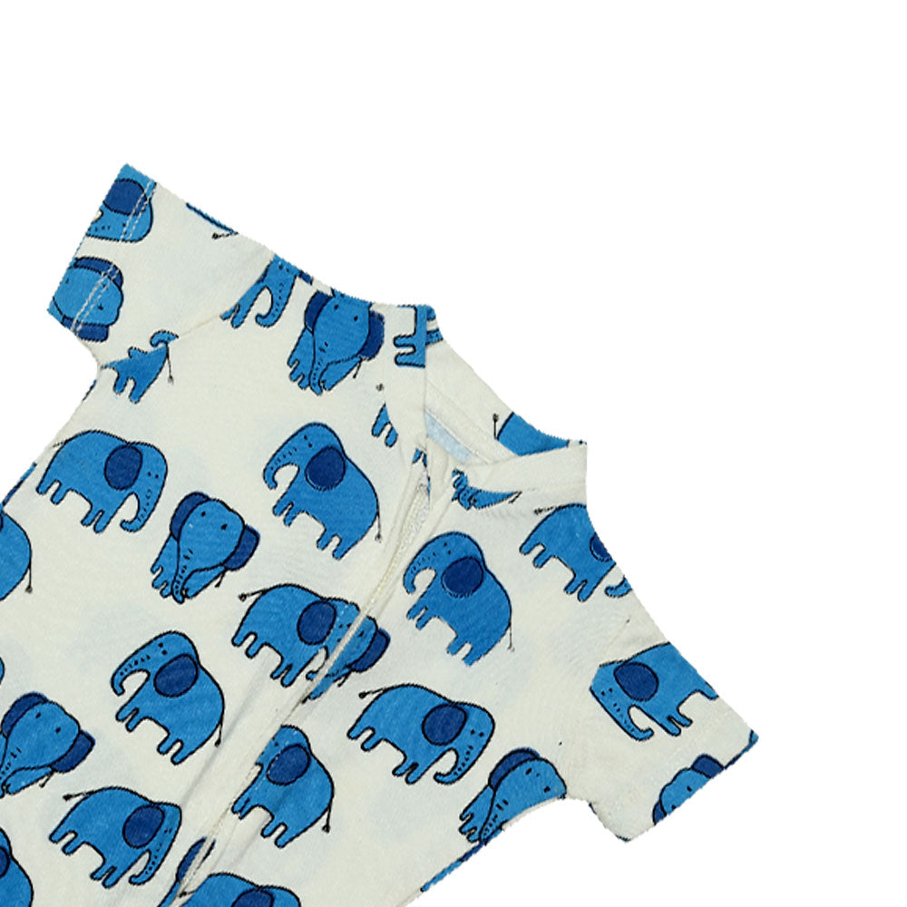 Adorable Blue Elephant Baby Romper – Soft & Comfy Outfit