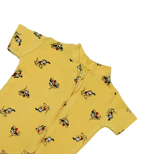 Cute Yellow Baby Romper – Yellow Pluto Chest Print | Soft & Comfy Outfit for Little Ones