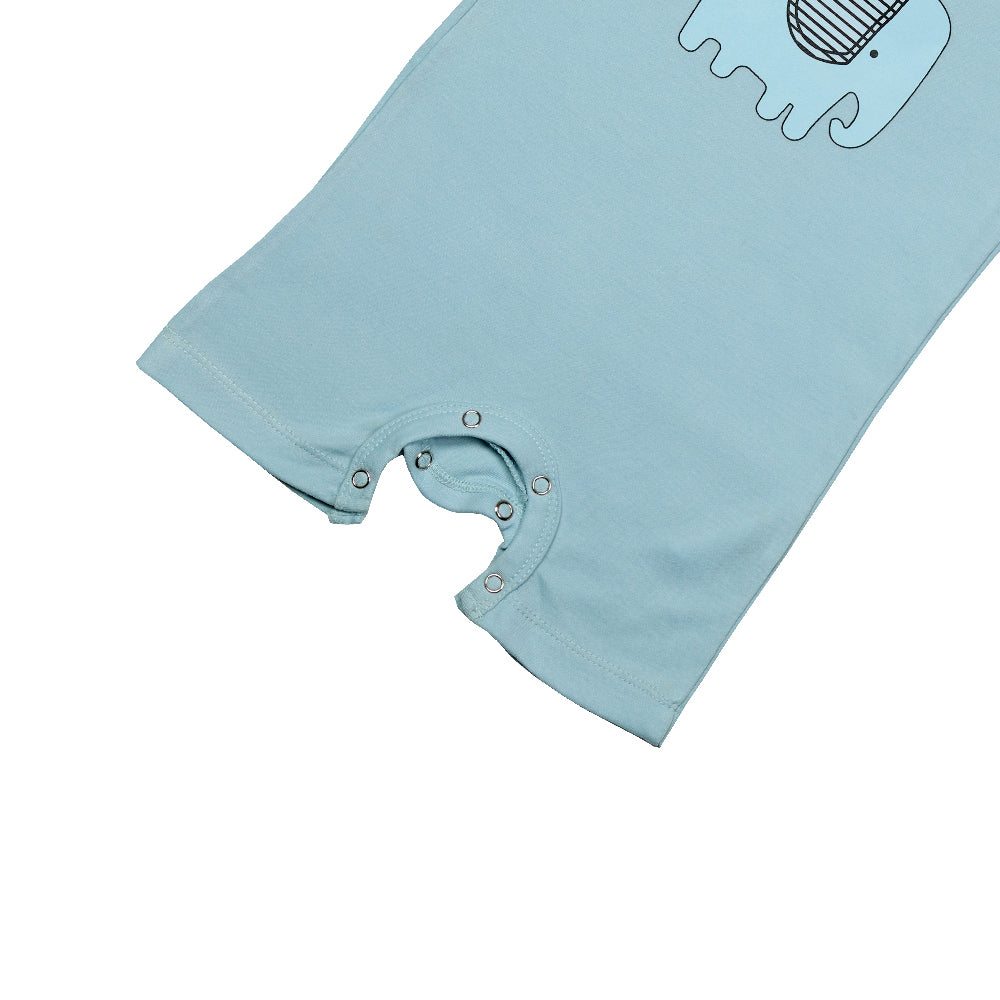 Adorable Baby Blue Romper – MINT BLUE (BABY ELEPHANT PRINT)