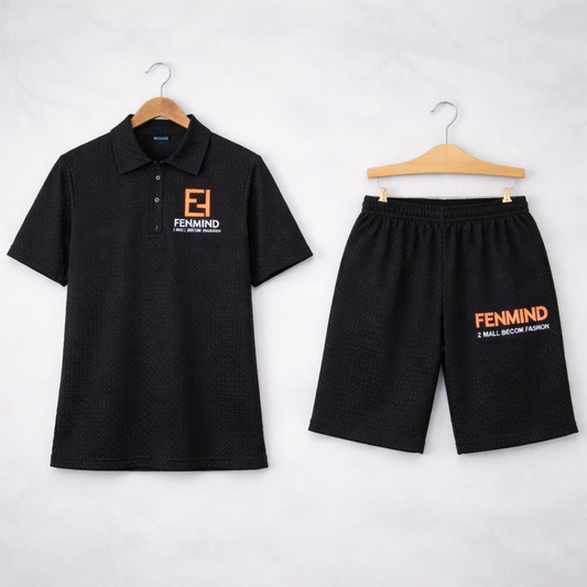 Boys Suit – Self-Embossed Polyester Set - Black