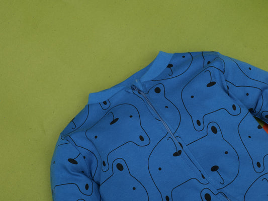 Cute Baby Romper - ROYAL BLUE ( POOH FACE ALLOVER PRINT)