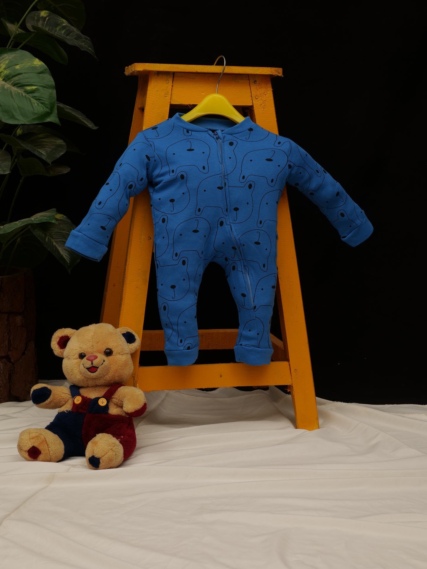 Cute Baby Romper - ROYAL BLUE ( POOH FACE ALLOVER PRINT)