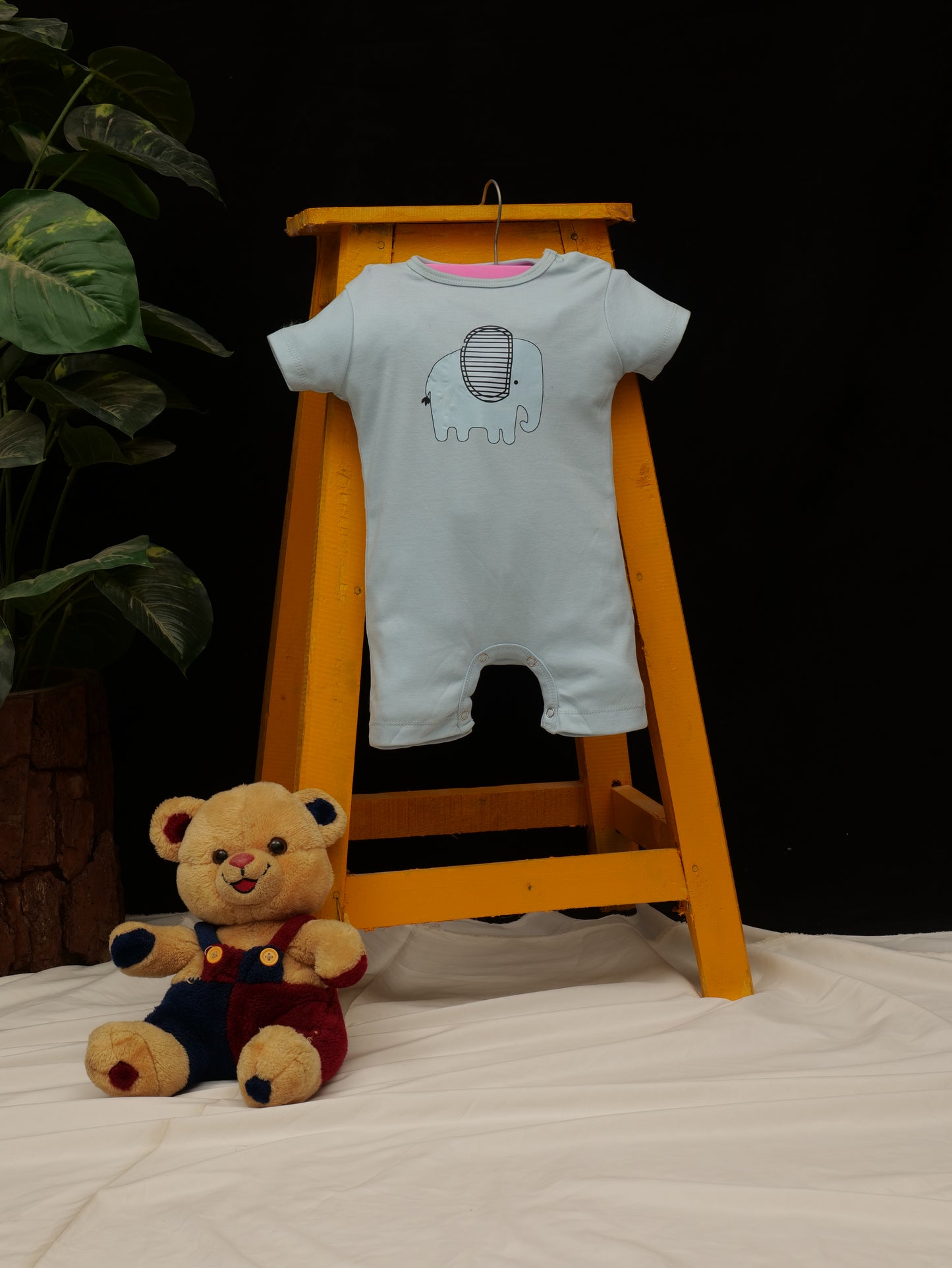 Adorable Baby Blue Romper – MINT BLUE (BABY ELEPHANT PRINT)