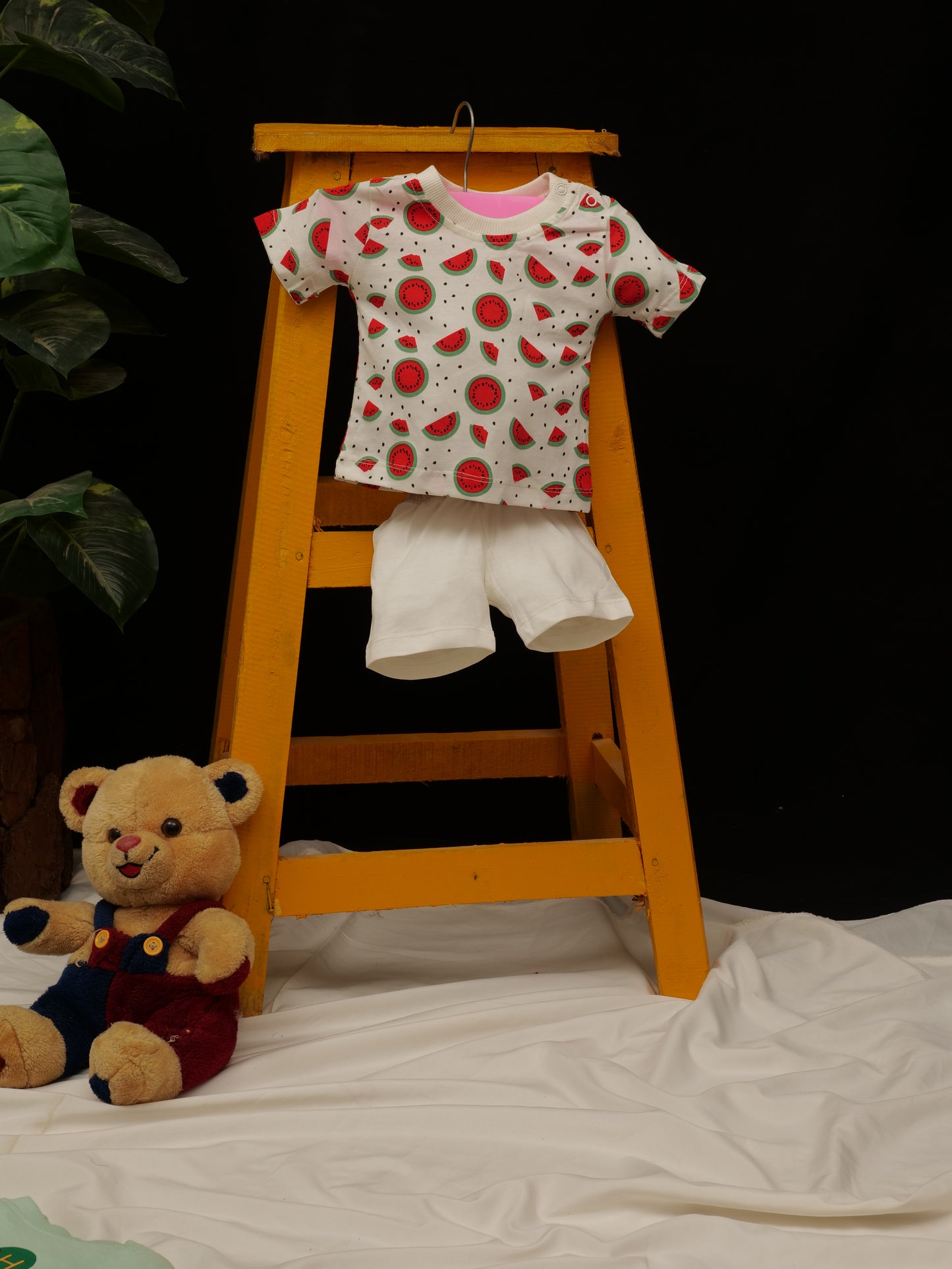 Sweet & Refreshing Watermelon Baby Outfit - WHITE (WATERMELON ALL OVER PRINT)