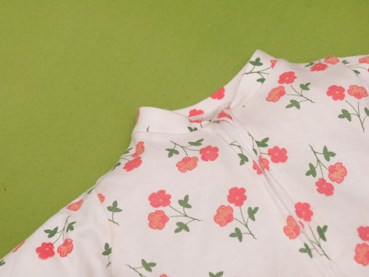 Cute Baby Romper - WHITE (FLOWER ALL OVER PRINT)