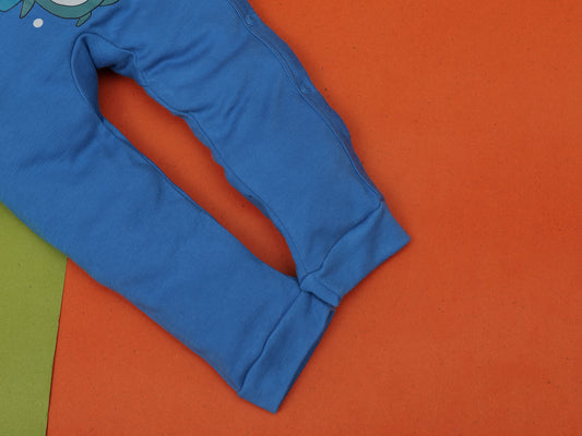 Cozy Blue Baby Romper – ROYAL BLUE ( PENGUIN CHEST PRINT)