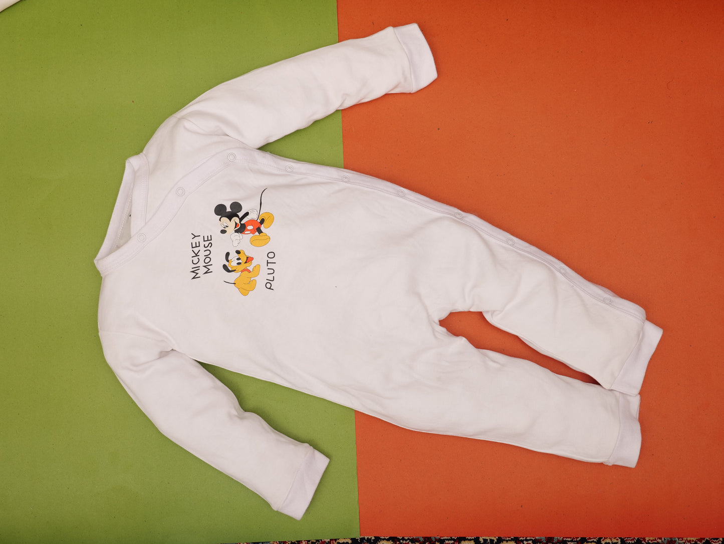 Stylish Baby Romper - WHITE (CHEST PRINT MICKY & PLUTO)