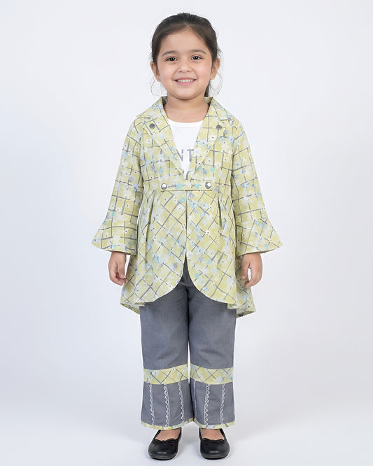 3 PCS Girls Suit –  Printed Set