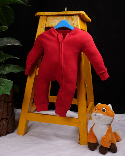 Premium Red Baby Romper with Zipper | Cozy & Durable Infant Jumpsuit