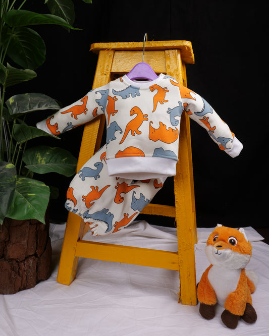 Adorable Dinosaur Print Baby Outfit - Cozy Sweatshirt and Pants Set