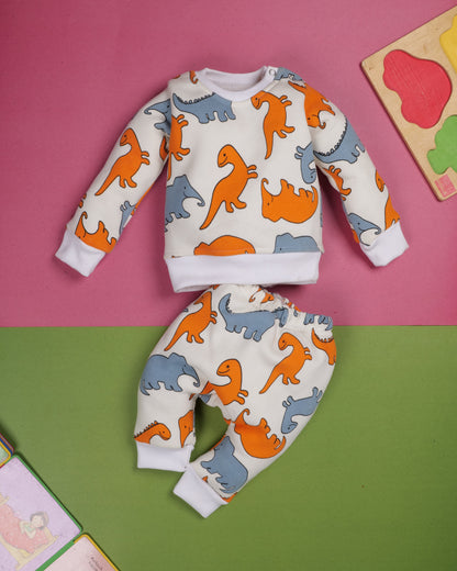 Adorable Dinosaur Print Baby Outfit - Cozy Sweatshirt and Pants Set