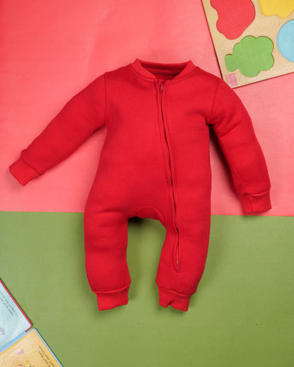 Premium Red Baby Romper with Zipper | Cozy & Durable Infant Jumpsuit