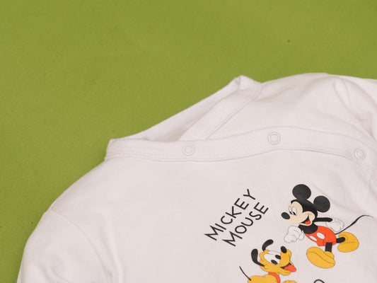 Stylish Baby Romper - WHITE (CHEST PRINT MICKY & PLUTO)